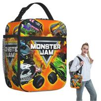 Classic Monster Jam Truck Pattern Insulated Lunch Bag for Women Children Portable Food Boxes Thermal Lunch Box Tote One Size black