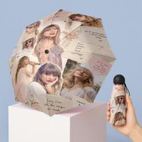Taylor Swift Printed 5?Fold Mini Umbrella 8?Rib Windproof Compact Umbrella For Women Pocket Carry brown