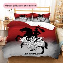 St. George Illawarra Dragons Pattern Bedding Quilt Set  Home Decoration  Gift (1 * duvet cover + 2 * pillowcase  without core) 135x200cm black