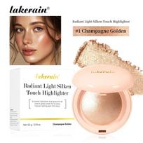 Radiant Light Silken Touch Highlighter, Baked Powder Luminous Glow Highlighter Makeup Palette with Mirror, 4 Buildable Shimmer Shades, Glass Skin 1# beige