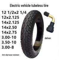 12-14 Inch Electric Vehicle & Bicycle Vacuum Tire, Sizes: 14x2.125/2.50, 3.50/3.00-10 14x2.125 tube only black