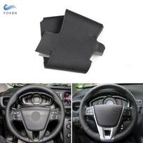 Skirta Volvo V40 2014 XC60 S60 LV60 S80L Rankomis siūtas automobilio salonas vairo dangtelis Juoda perforuota oda gray