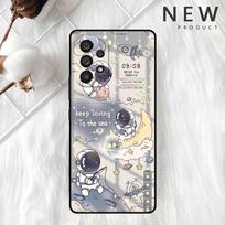 Astronaut Cartoon Case For Samsung Galaxy A52 A12 A51 A53 A33 A71 A32 A31 A21 A01 A11 A22 Black TPU Phone Shell Samsung A03 gray