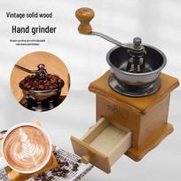 Classic Hand-Crank Coffee Grinder: Retro Wood Design, Portable Bean Grinder & Coffee Decor classic retro black