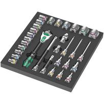 Terkšlės ir galvučių rinkinys Wera 9722 C Zyklop Set 1 putplasčio įdėkle, 1/2", 31 vnt.