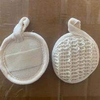 Summer Loofah Bath Scrubber Slices: Cotton & Linen Back Scrubber with Dotted Design beige