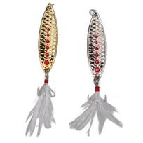 2pcs set Spoon Fishing Lure with Red Dots Reflect Light Anti Corrosion Sequins Crank Baits for Freshwater Sea Fishing15g beige