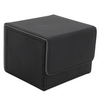 Card Storage Box Multipurpose Large Capacity   Side Insert PU Leather Magnetic Closure Trading Cards Storage Box gray