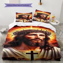 God Pattern Bedding Quilt Set Quilt Cover Pillowcase Home Decoration Birthday Gift (1 * duvet cover + 2 * pillowcase, without core) 135x200cm black