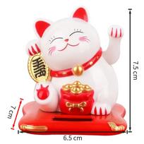 Solar Cat Plaything Welcoming Waving Beckoning Fortune Figurines Miniatures For Household Decoration Solar Car Decoration Accessories white