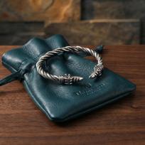 Nordic Viking Norse Raven Bracelet Men Wristband Open Cuff Bangle Gift gray