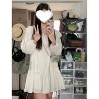Gentle wind French ruffle leaf edge dress women's spring casual new sweet small fresh small a-word short skirt s-(can be worn within 45kg ) gray