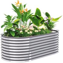 Planter, Metal Flower Planter with Safety Edge and Gloves, Open Bottom, 160W x 80D x 56H cm, Grey 160 x 80 x 56 cm pilka