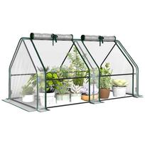 Greenhouse with Zippered Window, Winter-Proof Foil Greenhouse Made of Steel, 180 x 90 x 90 cm, Transparent 180 x 90 x 90 cm