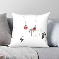 Alps Skiing Red Ski Lift Pillowcase Polyester Linen Velvet Printed Zip Decorative Pillow Case Home Cushion Case 40X40CM