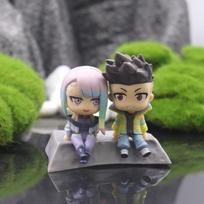 8CM Anime Cyberpunk Edgerunners Figure Q-version Lucy David Martinez Qset To The Moon Sitting Figure Toy Action Set Doll Gift green