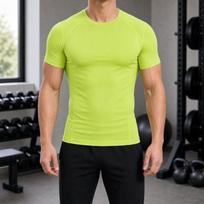 Men's Short Sleeve Compression Training Shirt, Quick Dry Stretch Crew Neck Sports Tee for Running L mėlyna