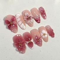 Retro Artificial Press On Nails Tortoiseshell Gradient French Tips Easy To Trim Fake Nails for DIY Manicure Lovers raudona