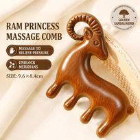 Sandalwood Goat Shaped Massage Comb Smooth Rounded Teeth Scalp Soothing For Daily Hair Care Home Relaxation
