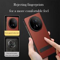 Leather Case For Honor Magic V5 Bracket Anti-fall Back Cover Shell 1PC&For Honor Magic V5 raudona