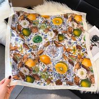 Madingos spaudos šilkinės plaukų juostos Vasarinis citrininis skarelė Moterims Naujas Elegantiškas Bandana Kaklo skarelė Plaukų juostos Foulard Moteriškos skarelės yellow