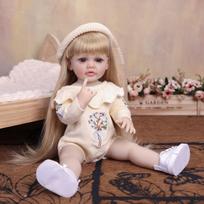 KEIUMI 55cm Reborn Girl Doll Full Silicone Vinyl Blonde Hair Newborn Baby Doll toy Christmas Gifts Early Educational Playmate 22 inch about 55 cm white