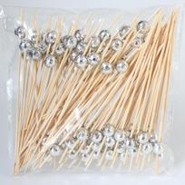 100pcs Mirror Finish Disco Ball Fruit Fork Disposable Dessert Sticks Cake Toppers  Festival Supplies Style 2 beige