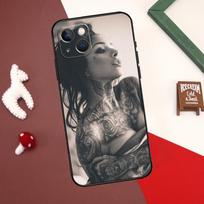 Sexy Tattoo Girl Case For iPhone 13 12 11 14 15 Pro Max 7 8 Plus X XR XS Max 12 Mini SE 2020 2022 Cover Coque iPhone 12 Pro black