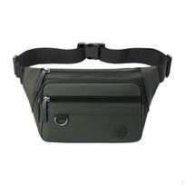 Fanny Pack Men Shoulder Bag Oxford Cloth Casual with Zippered Pockets Waist for Green black