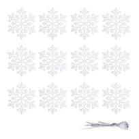 Christmas Snowflake Ornaments, 12pcs Plastic Glitter Snow Flakes Ornaments Xmas Tree Pendant Snowflake for Christmas Tree Decor balta
