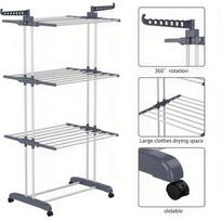 1 drying rack, 67.7 inches high, folding clothes rack, 4 layers of clothes rack, clothes drying rack with two side wings - gray L&>10&Other white