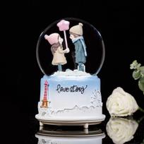 520 Valentine's Day Crystal Ball Music Box: Travel-Themed Gift for Couples and Girls, Perfect for Birthdays and Decor Light & Music 20K47/80 gray
