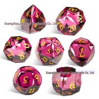 Rose Red Crystal Gemstone DND Dice Set: 7-Piece Multi-Faceted Dragon & Dungeon Game rožinė raudona spalva