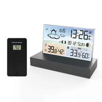 Digital Weather Station Transparent Temperature and Humidity Meter Alarm Clock Weather Forecast Indoor Outdoor Hygrothermograph With 1 Black Sensor black