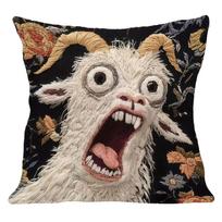 Screaming Goat Cushion Protector 17.72x17.72 Inch Decorative Pillow Case for Fun Living Room Sofa Home Dorm Accessory gray
