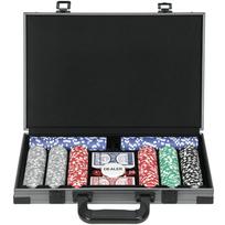 Poker Set, Poker Case, 400 Chips, 2 Card Decks, 5 Dice, Dealer Button, Mat 39.5 x 28 x 8 cm pilka