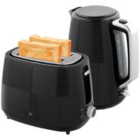Kettle and Toaster Set, 1.7 L, Various Functions, Stainless Steel, Black 20.4 x 15.6 x 23.3 cm