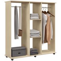 Atvira spinta dviguba mobili saugojimo lentyna organizatorius su 6 ratukais - Natūrali 120 x 40 x 128 cm