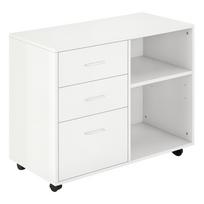 Biuro spintelė spausdintuvui Daugiafunkciniai baldai su 3 stalčiais, lentynomis ir ratukais 80x40x65 cm Balta 80 x 40 x 65 cm