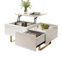 Height-Adjustable Coffee Table, Storage Made of MDF with High-Gloss Surface, with Drawer and Iron Legs, Modern Living Room Table 100 x 50 x 54.5 cm balta