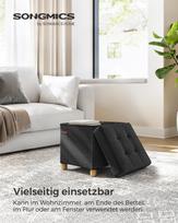 SONGMICS LSF014B11 Bench with Storage Space Shoe Bench Folding Seat Chest Storage Box Footstool 38 x 38 x 40 cm for Living Room Bedroom Black juoda