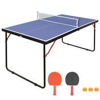 Table tennis table with net and racket set, foldable for outdoor/indoor use, blue surface, includes 2 rackets and balls, easy to assemble 137.17 x 76.2 x 68.58 cm mėlyna