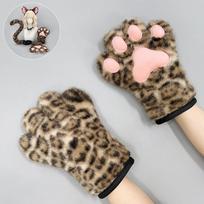 Leopardo gyvūno galvos juosta su ausimis, nagais, uodega Vaikams Helovino kostiumas vakarėliui, pasirodymui, rekvizitas Small Leopard - Brown gray