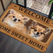1Pcs Anti Fatigue Kitchen Rugs Retro Cute Chihuahua Dog Print Waterproof Non Slip Thick Cushioned Mat 40*60cm beige
