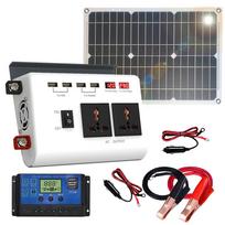 300W Power Inverter DC 12V to AC 110V Modified Sine Wave Inverter with 36W Solar Panel and 30A 220V 18W black