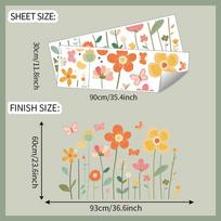 Kūrybiški Dažyti Augalai Gėlės Drugeliai Miegamojo Svetainės Įėjimo Fono Sienos Gražinimo Lipdukai 30*90cm*2pcs/fun-c60
