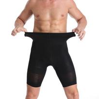 Vyriškos formuojamosios kelnaitės pilvo kontrolei, liekninančios, aukštu juosmeniu, formuojančios pilvą Black Open Crotch,3XL black