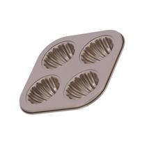 4Cavity Quadrate Baking Pan Mini NonStick Heavy Duty Carbon Steel Cupcake Mold for Microwave(Deep Shell Baking Pan ) gray