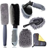 9-Piece Car Cleaning Set: Wheel Brush, Tire Brush & Wash Mitt for High-Performance Cleaning black