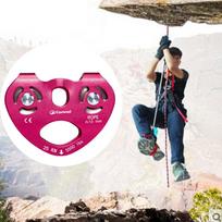 Tandem Dual Trolley 25kN Climbing Pulley Ball Bearing Rock Aluminum Fixed Eye juoda